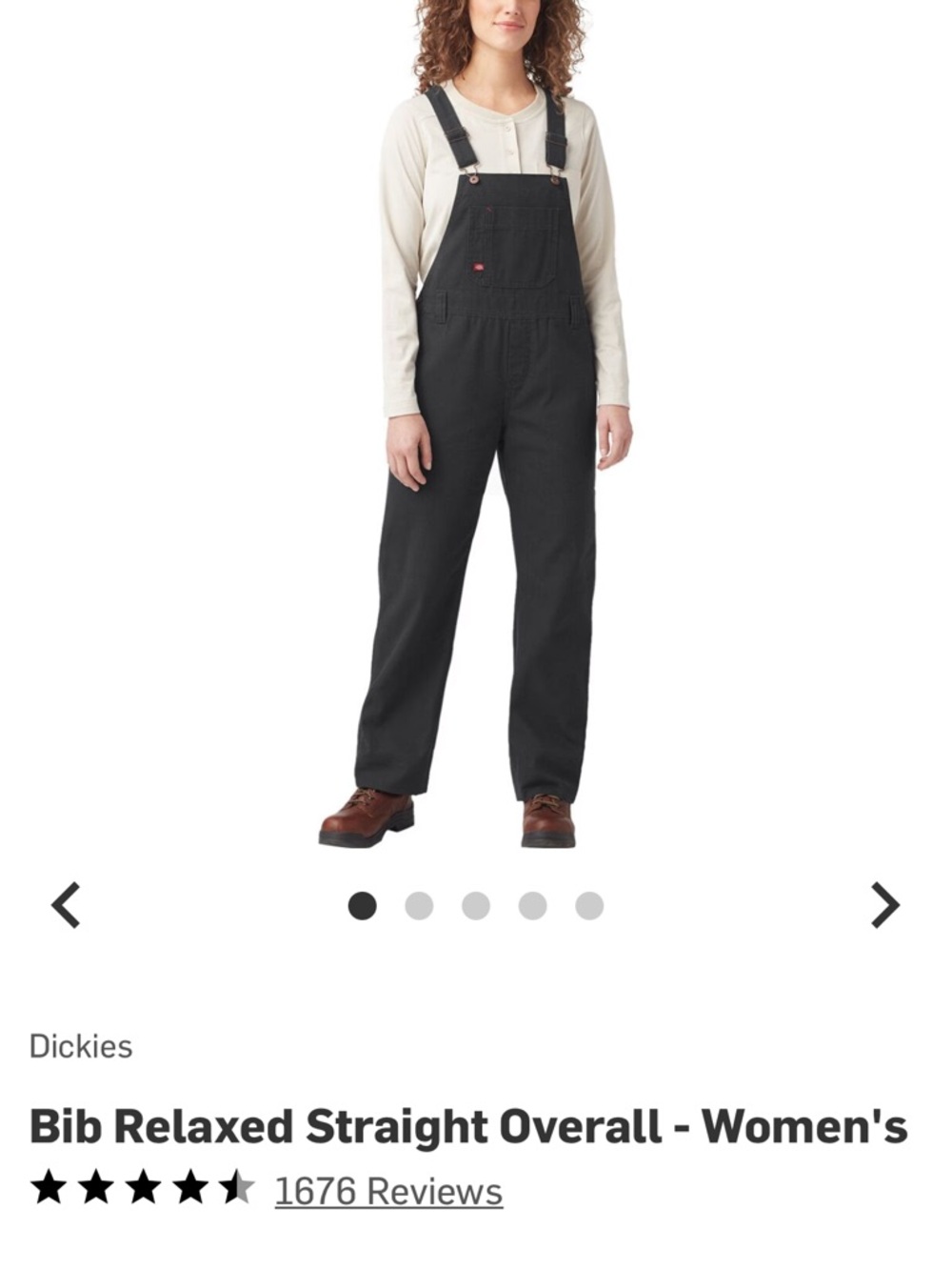 Dickies Women's Relaxed Straight Bib Overalls - Black